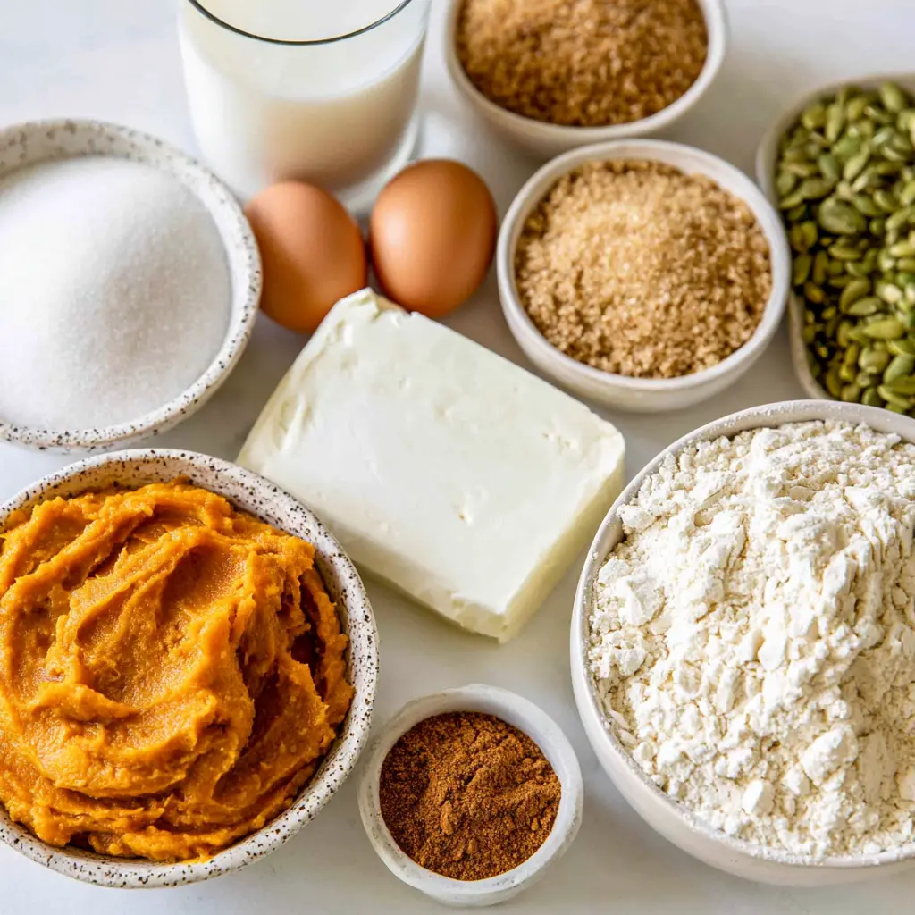 pumpkin cream cheese muffins - main ingredients
