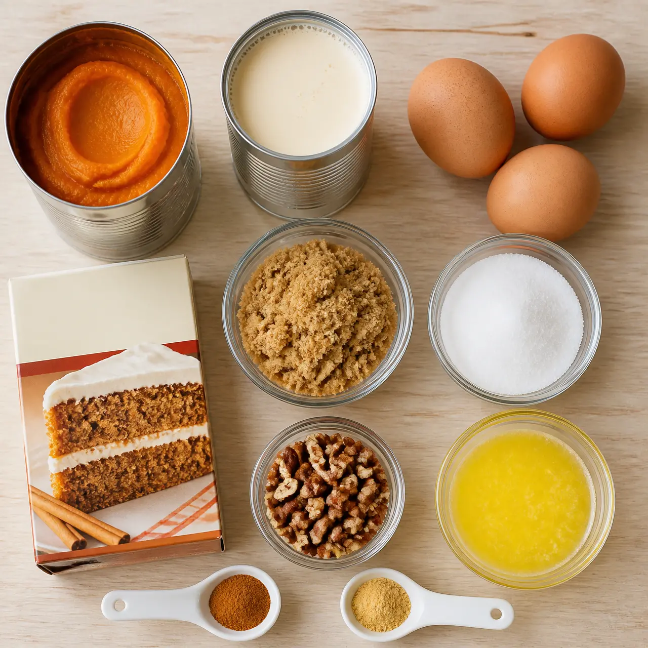 pumpkin dump cake - main ingredients