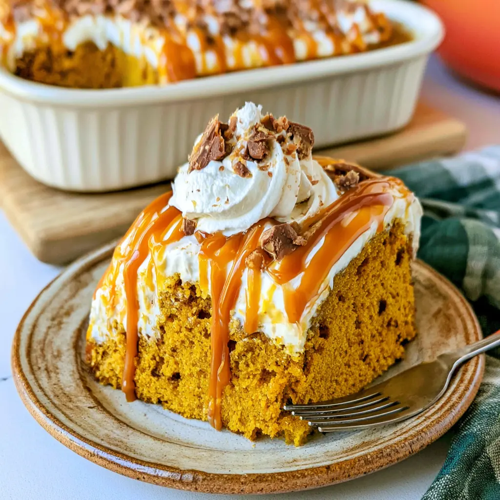 pumpkin poke cake - final presentation