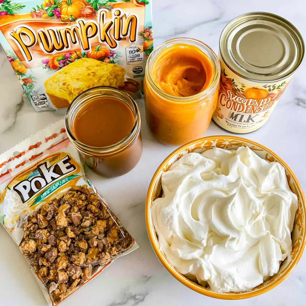 pumpkin poke cake - main ingredients