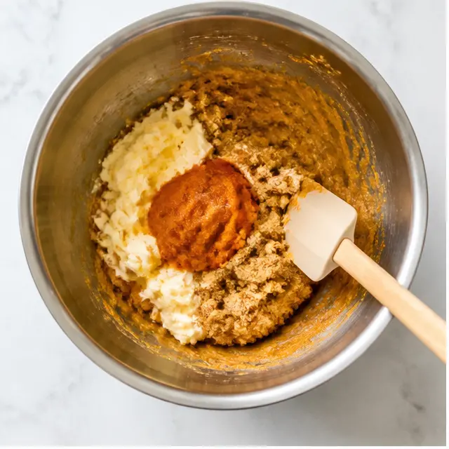 Step 1: Creaming butter and sugars until light and creamy