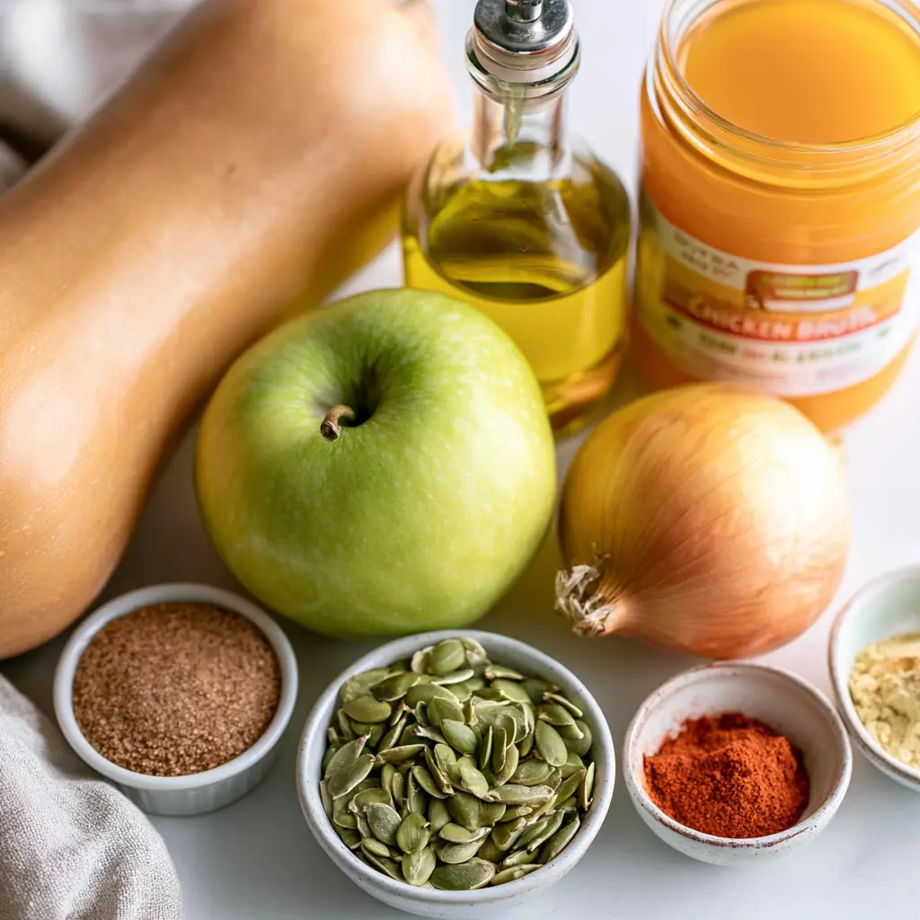 roasted butternut squash apple soup - main ingredients
