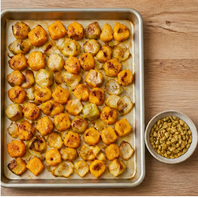 Roasting the vegetables until caramelized and fork-tender