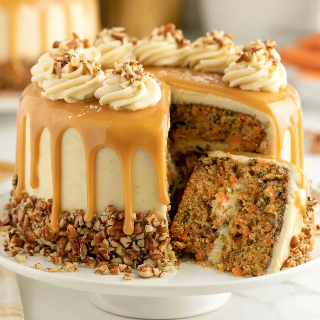 salted caramel carrot cake - final presentation