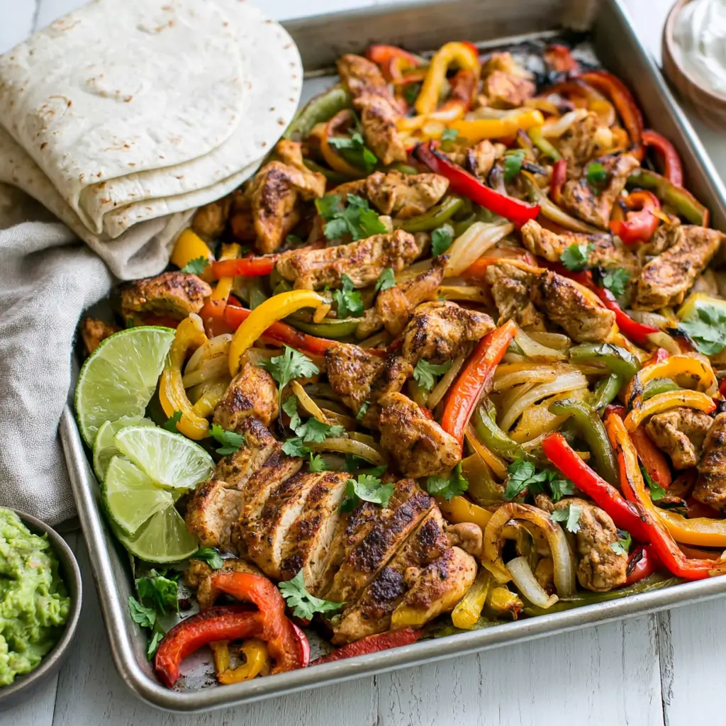 sheet pan chicken fajitas 243691972