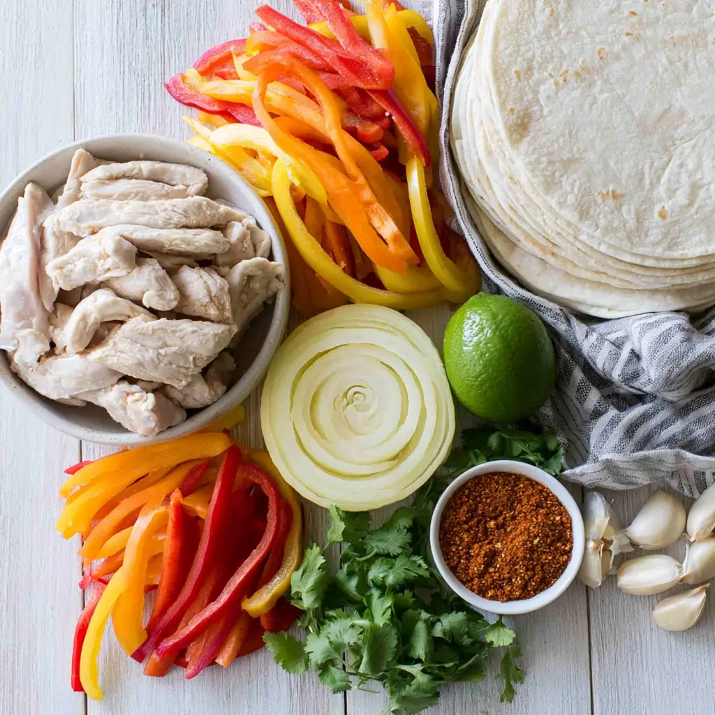 sheet pan chicken fajitas - main ingredients