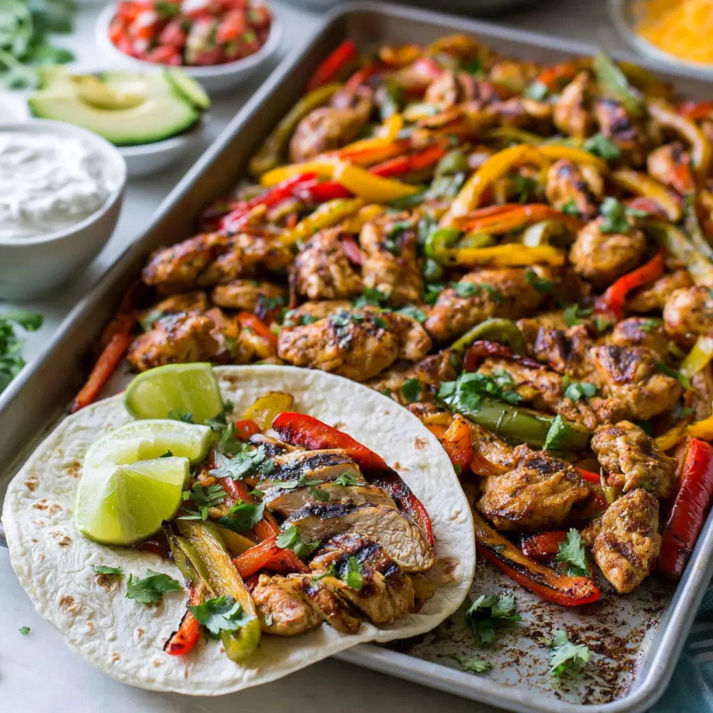 sheet pan chicken fajitas - final presentation