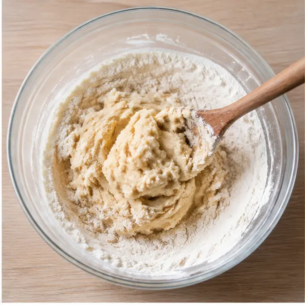 Stir flour, baking soda, and cream of tartar into a soft dough