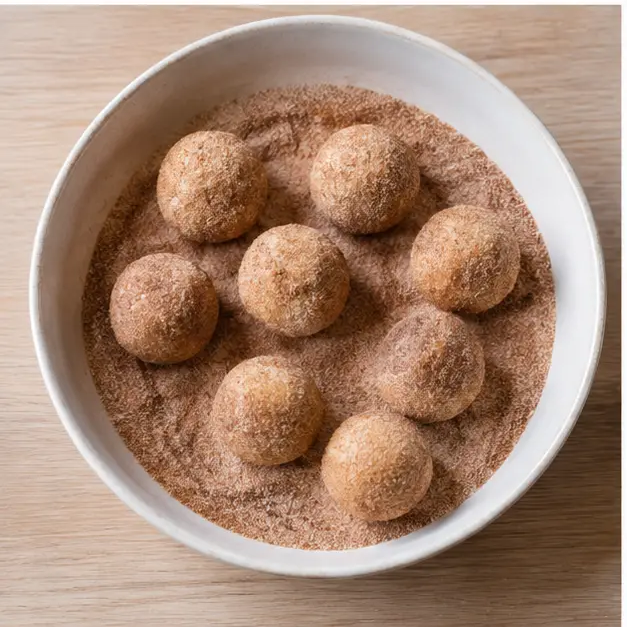 Roll dough balls in cinnamon sugar coating
