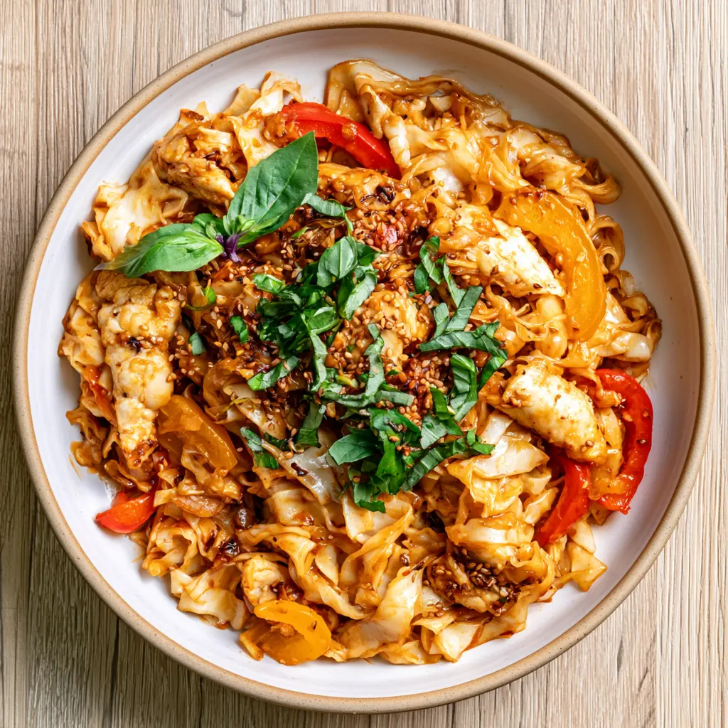 sticky garlic chicken noodles 234763287