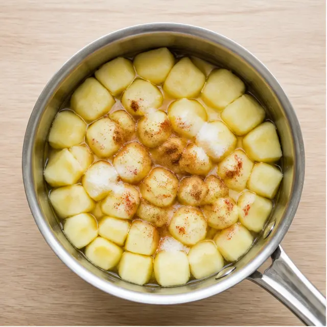 Step 1: peel and cube the apples into small pieces