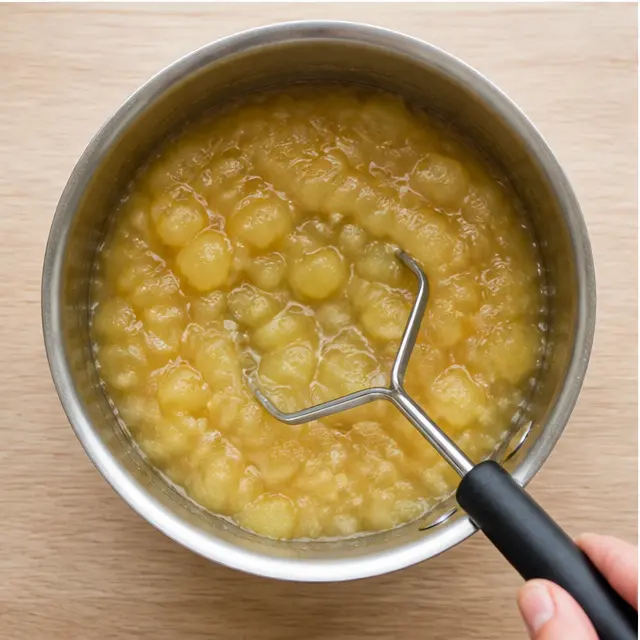 Step 3: mash the apples to a chunky texture
