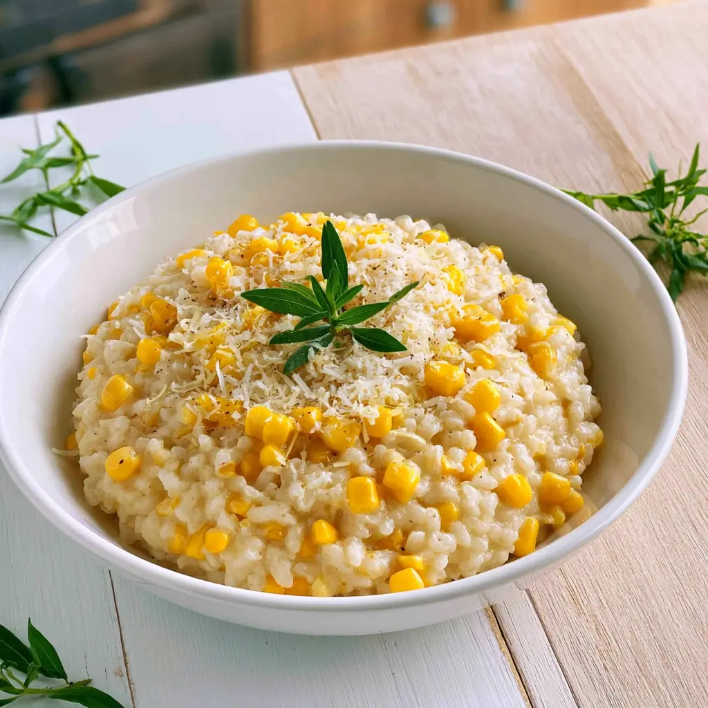 sweet corn risotto - final presentation