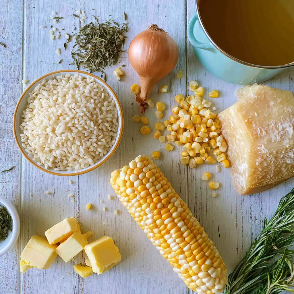 sweet corn risotto - main ingredients