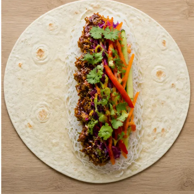 Step 4: Assembling the wrap with filling down the center