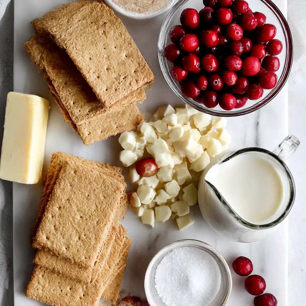 white chocolate cranberry tart - main ingredients