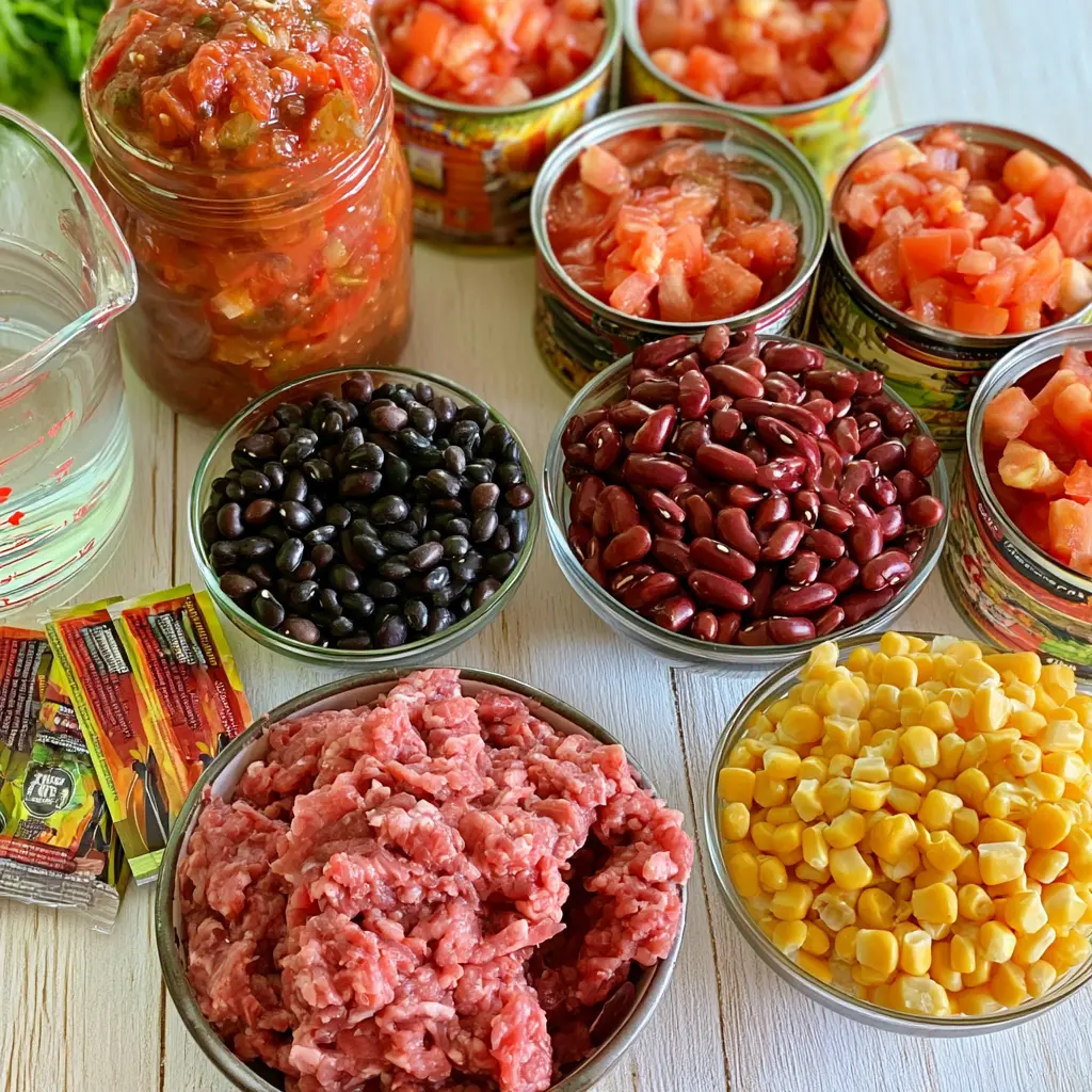 easy taco soup - main ingredients