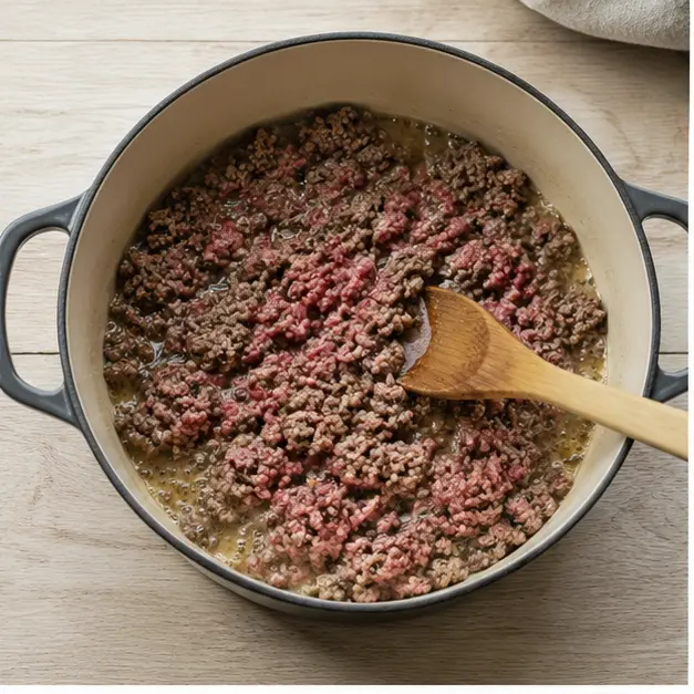 Step 1: Brown ground beef until no longer pink