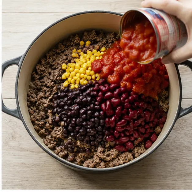 Step 2: Dump beans and corn into the pot