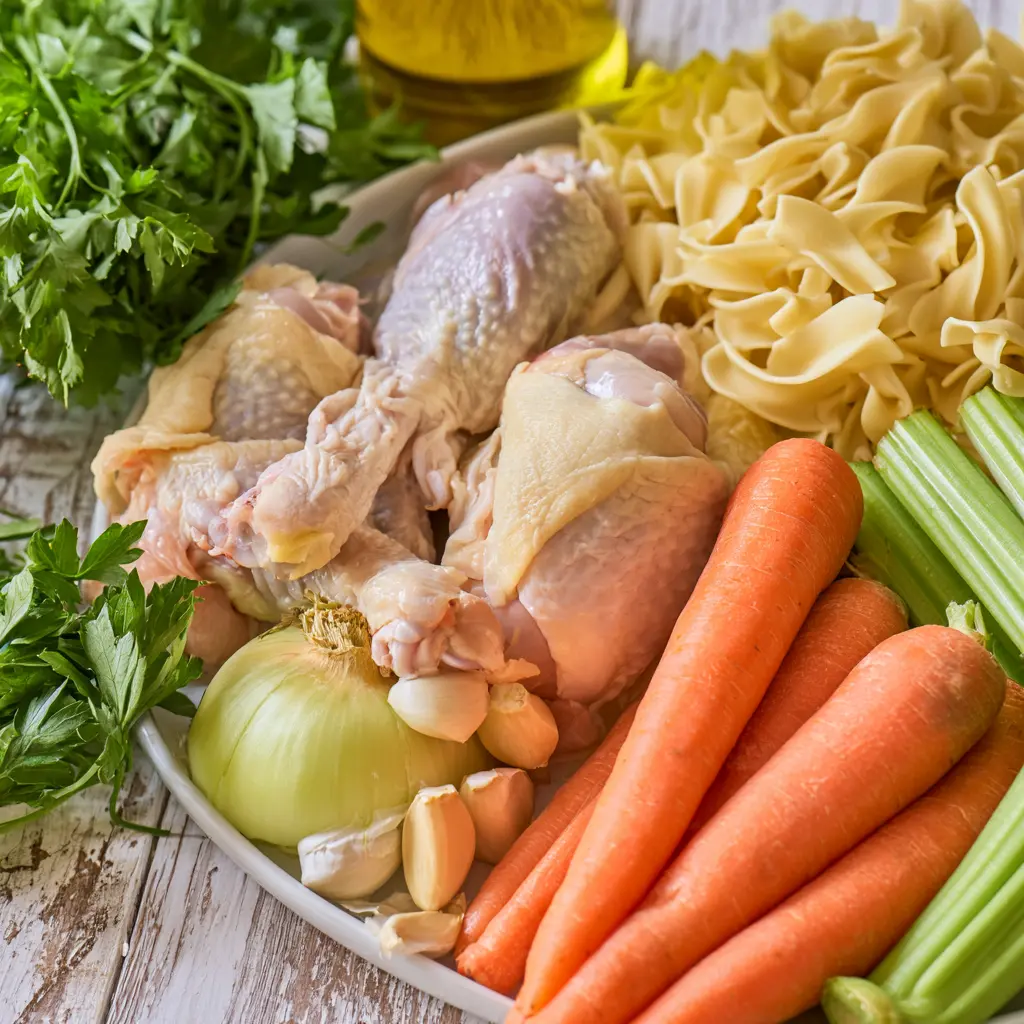 healthy chicken soup - main ingredients